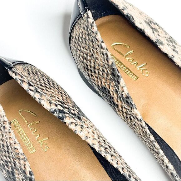 🍋 Clarks • NWOT Women’s Atomic Haze Patent Leather Snake Print Flats Size 6.5US - Picture 4 of 8